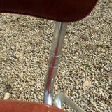 Suite of 4 skai and chrome chairs (total 5 chairs)