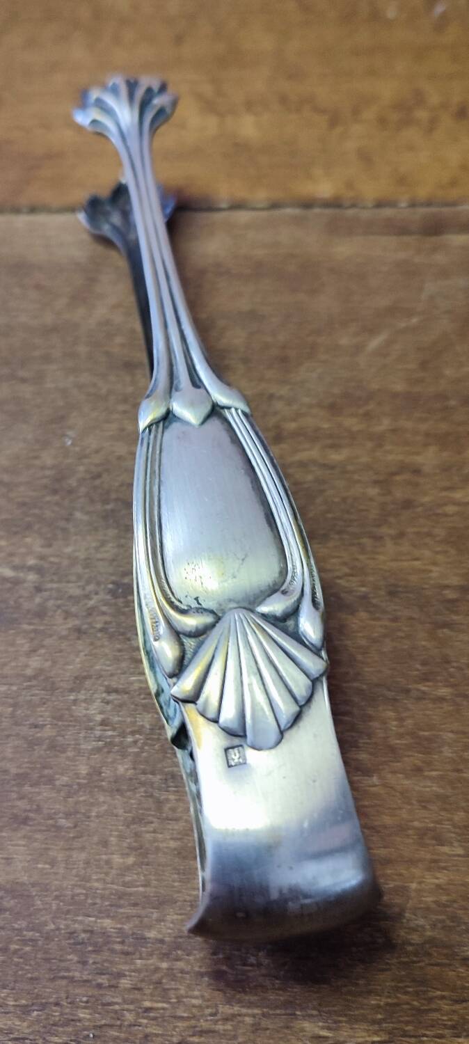 Silver-plated metal sugar tongs