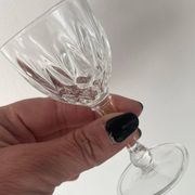 4 cut glass liqueur glasses on stems