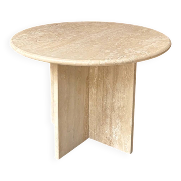Table d'appoint, basse ronde en travertin ⌀ 61 cm