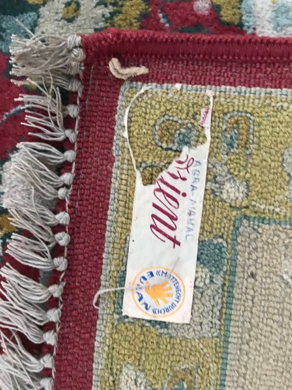 Large carpet old Agra French Janus point made Lily hand 250 X 350 CM