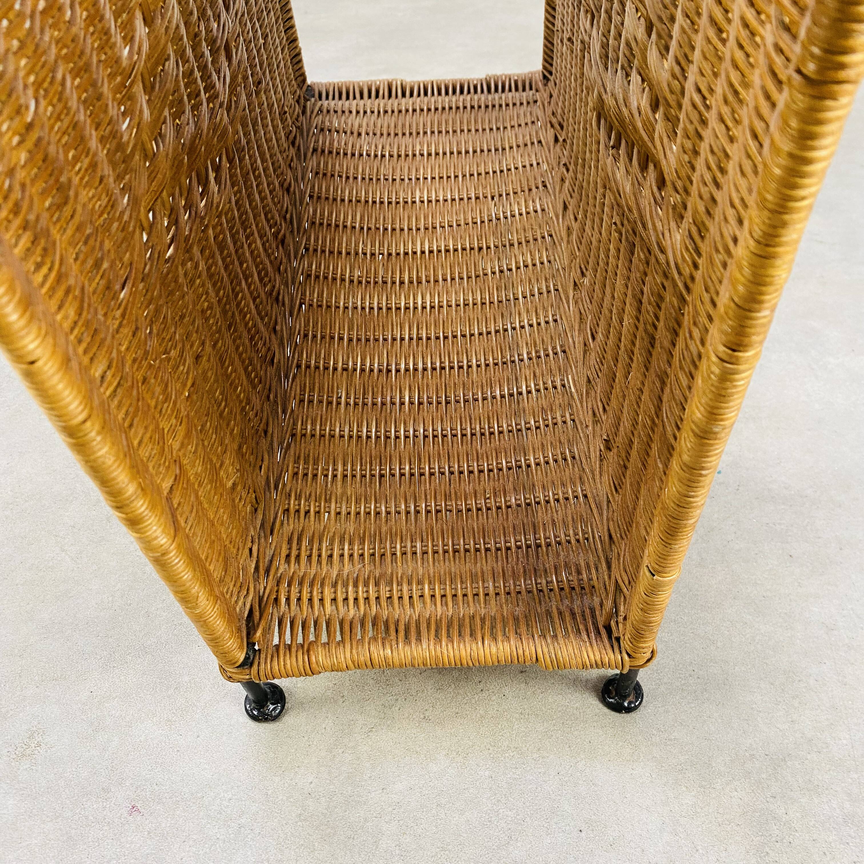 Magazine holder 50s rattan and metal