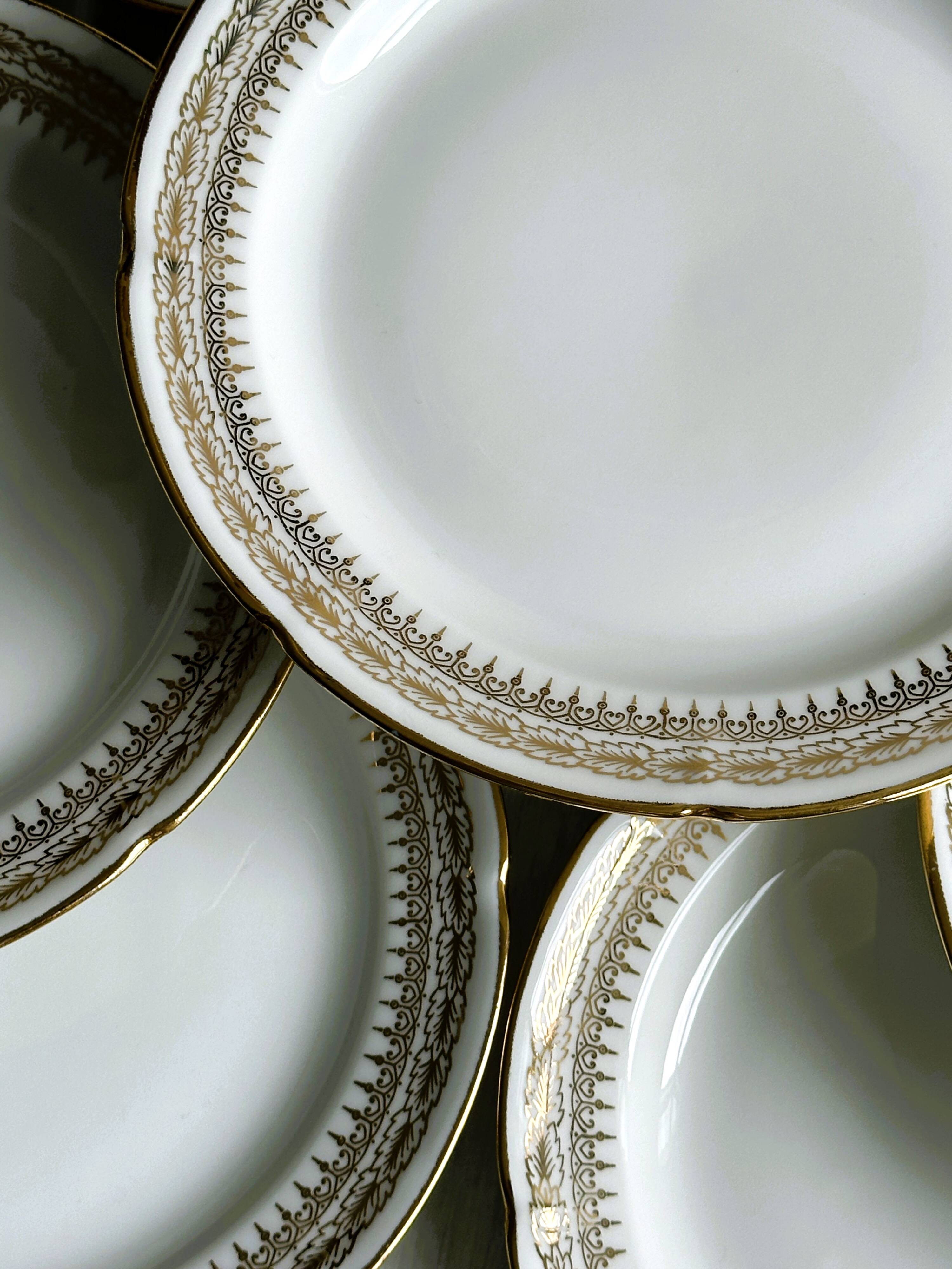 Set of 12 vintage porcelain dessert plates