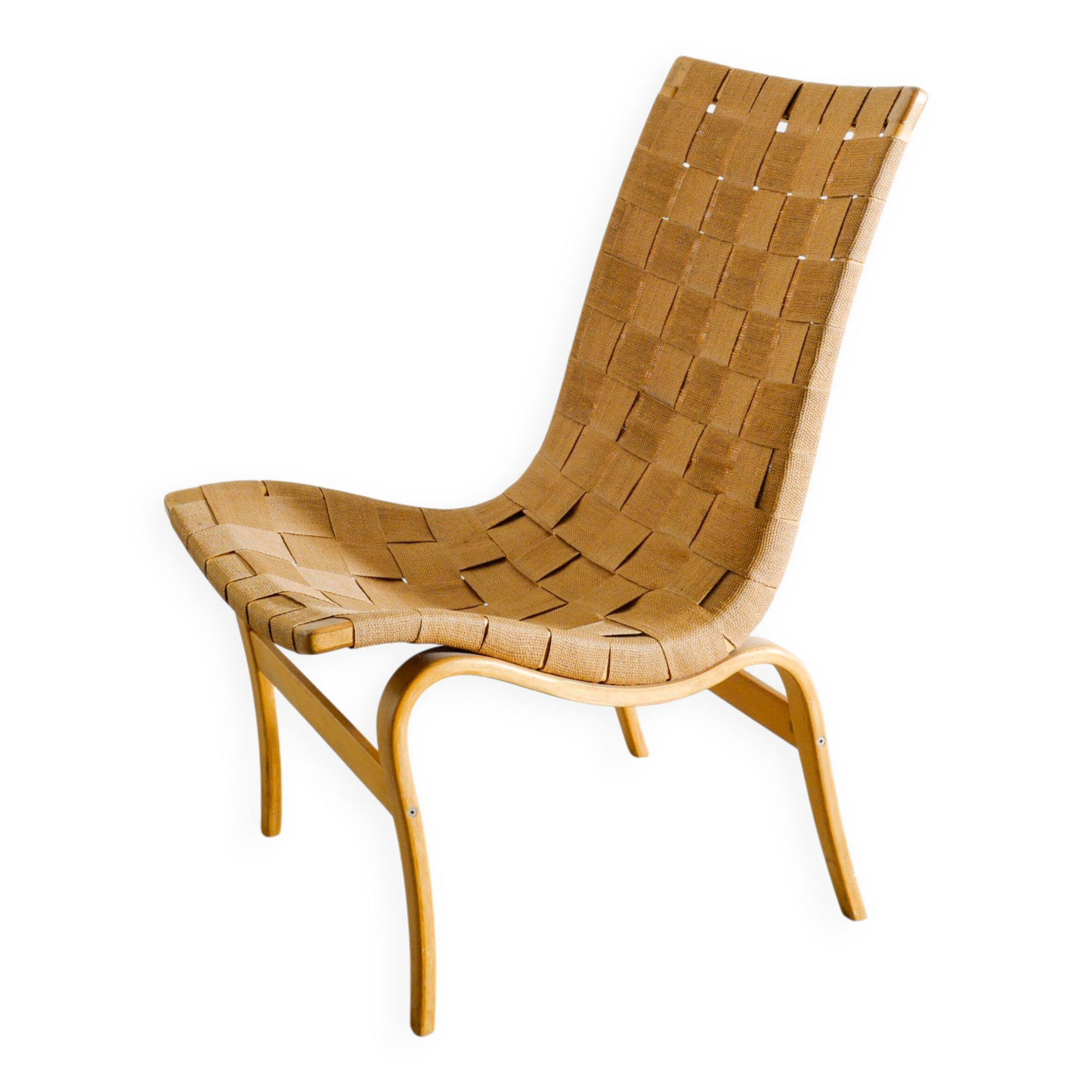 Swedish Sculptural Mid Century Wooden Armchair by Bruno Mathsson, 1960s