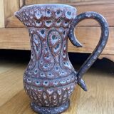 Pitcher Jean Austruy ceramic Vallauris burgundy