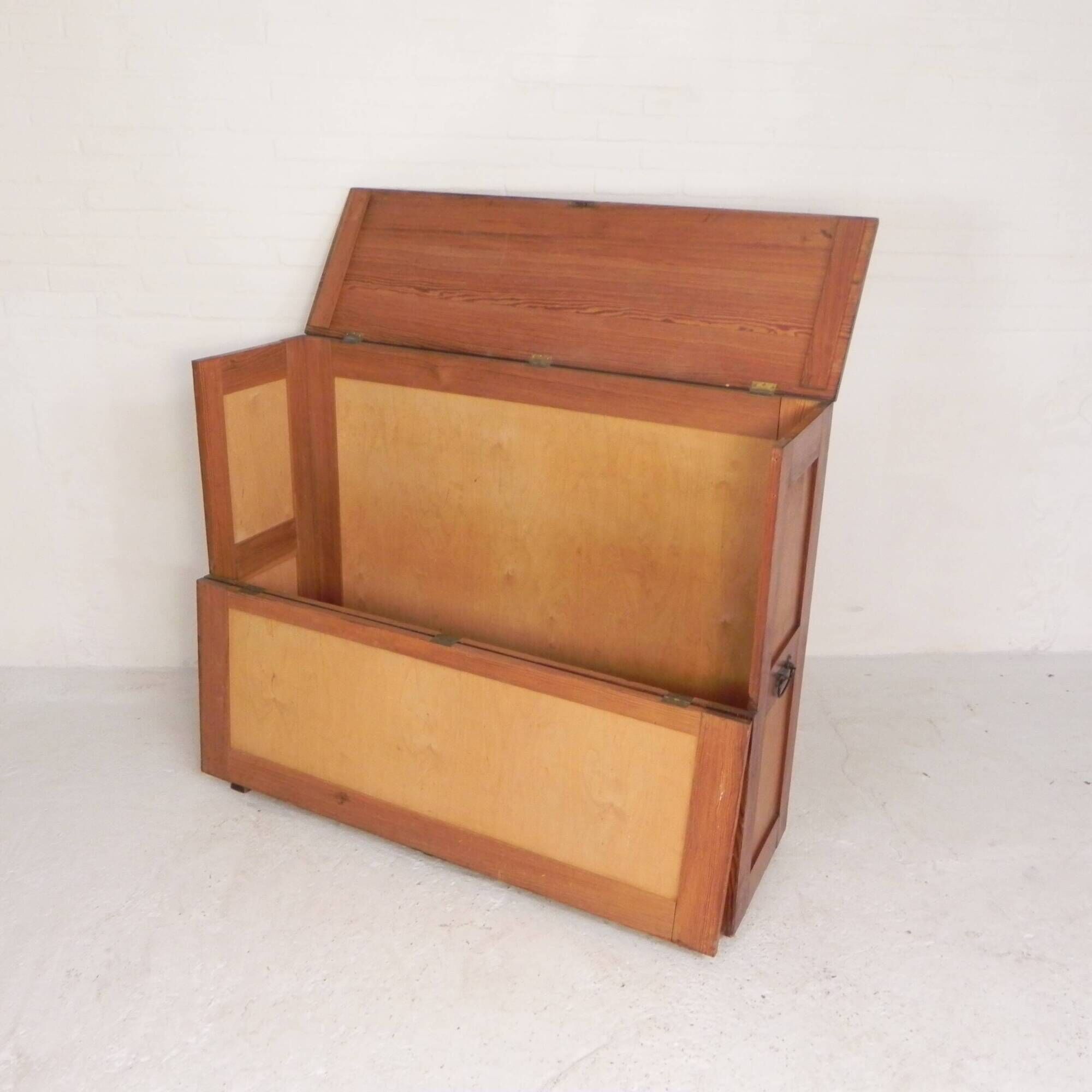 Pine school chart cabinet, architect's cabinet, map cabinet, 1930s