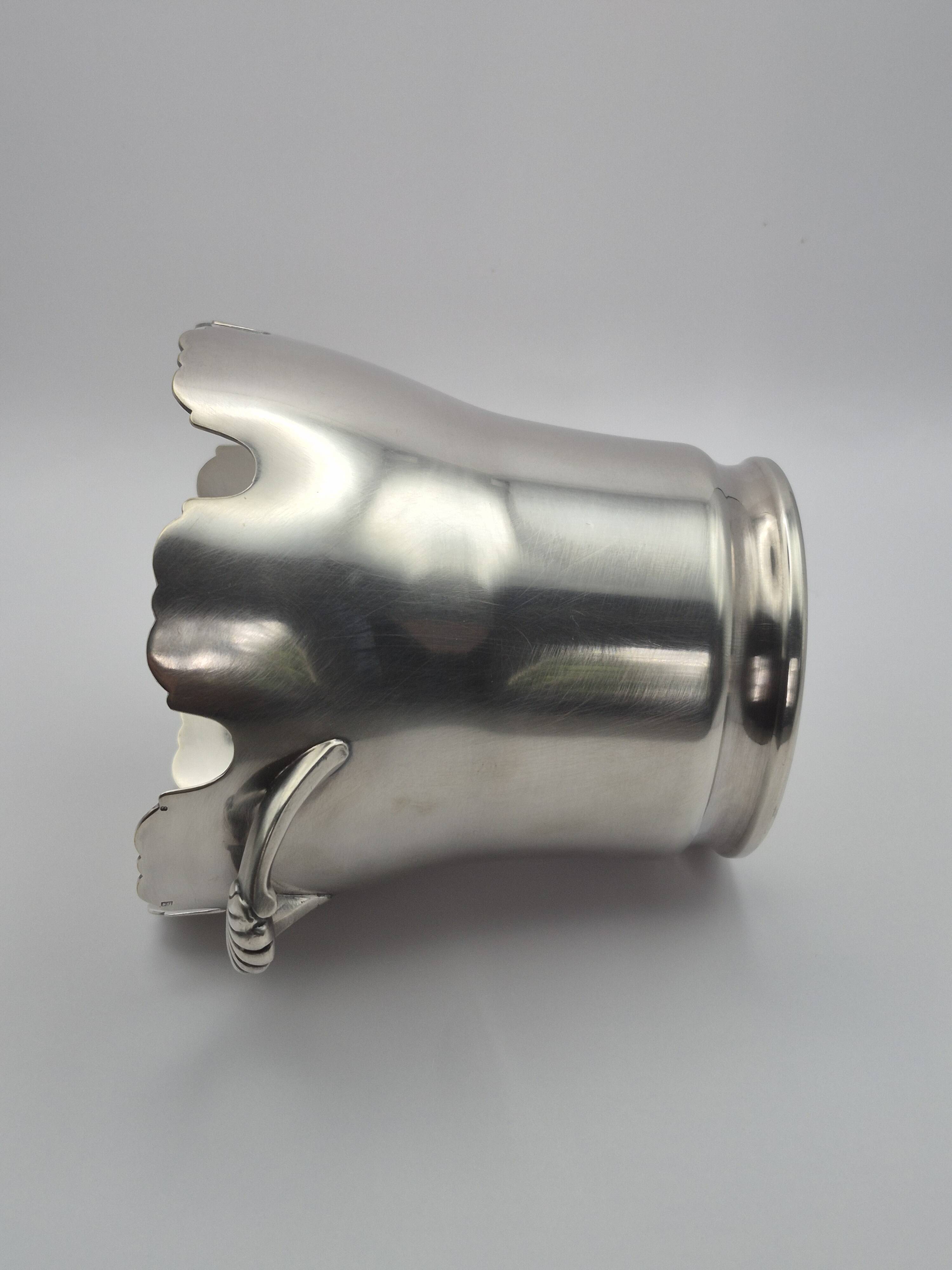 Elegant ice bucket/scoop, silver-plated with square hallmark - A 321