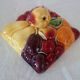 Old sweet jar / fruit basket, square shape, in Sarreguemines ceramic.