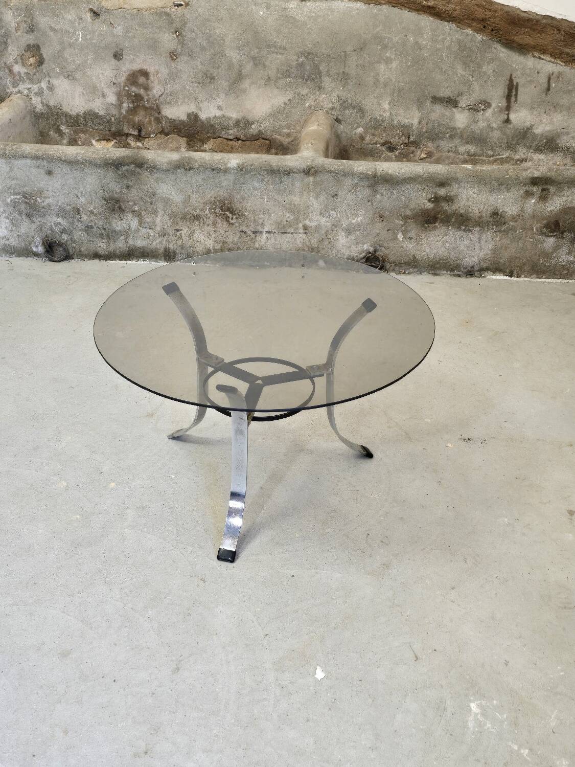 Small smoked glass coffee table 1970