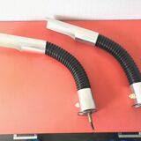 Pair of flexible hose bed lamp design 70s