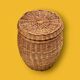 Large vintage wicker basket with lid – circa 1960