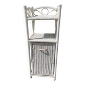 Small white wicker bathroom shelf