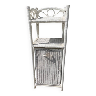 Petite étagère de salle de bain en osier blanc