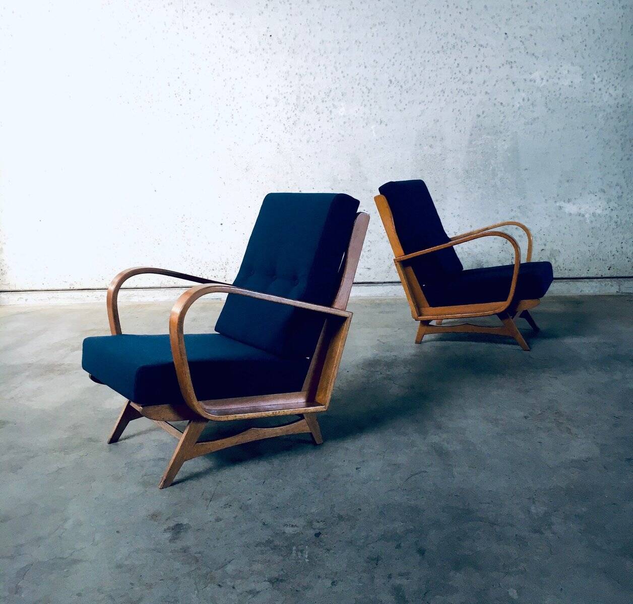 Mid-Century Modern Bentwood Lounge Chairs, Belgium, 1950s, Set of 2