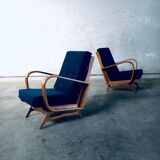 Mid-Century Modern Bentwood Lounge Chairs, Belgium, 1950s, Set of 2