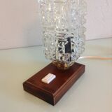 Lamp bedside vintage cut glass and wood base