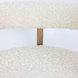 Pair of blond beech bar stools. Contemporary work.