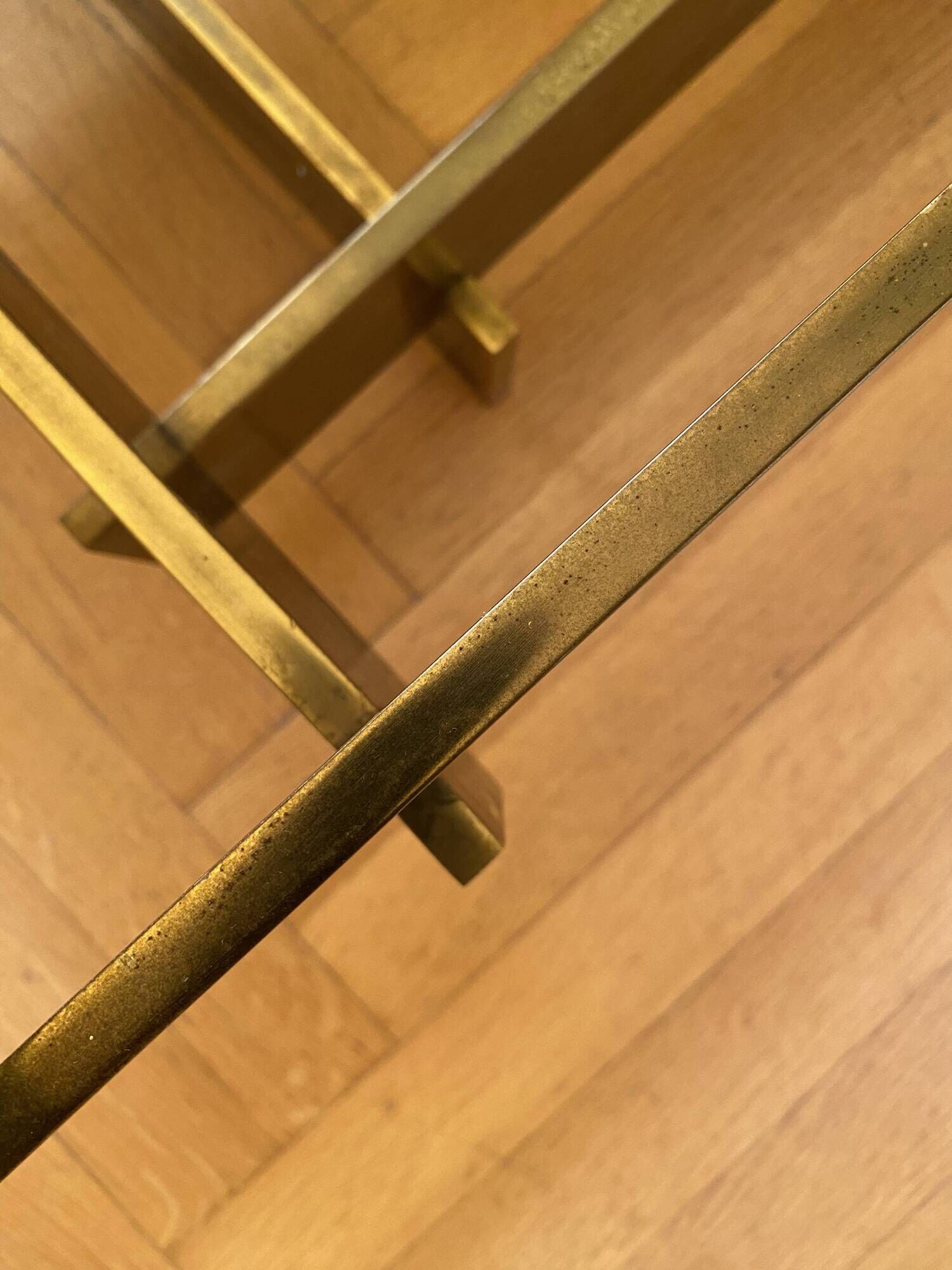 Vintage 1970s Square Coffee Table in Brass and Smoked Glass, David Hicks
