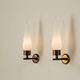 Pair of Italian wall scones in opaline glass and brass, 1960s