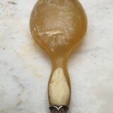 Art Nouveau salad servers in horn and silver metal