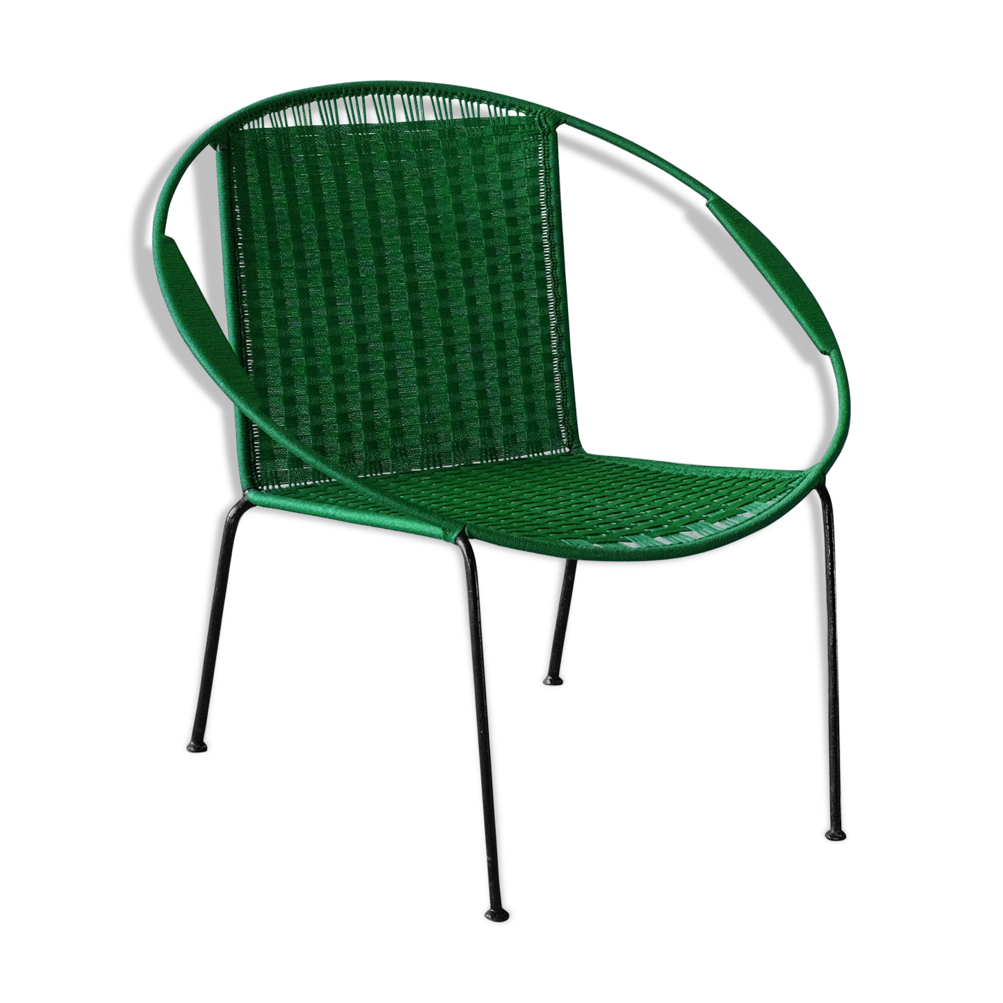 Armchair metal structure and green ropes 1960