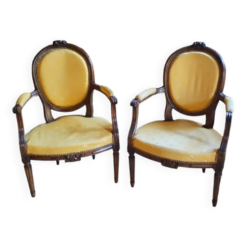 Pair of Louis XVI style armchairs