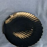Black serving dish shape of vintage scallop shell