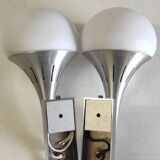 Appliques tulipes en métal et verre - années 60/70