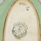 Longwy cup in cloisonné enamels on a green background, polychrome floral decoration and gold