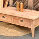 Renovated coffee table in raw solid wood - 2 through drawers