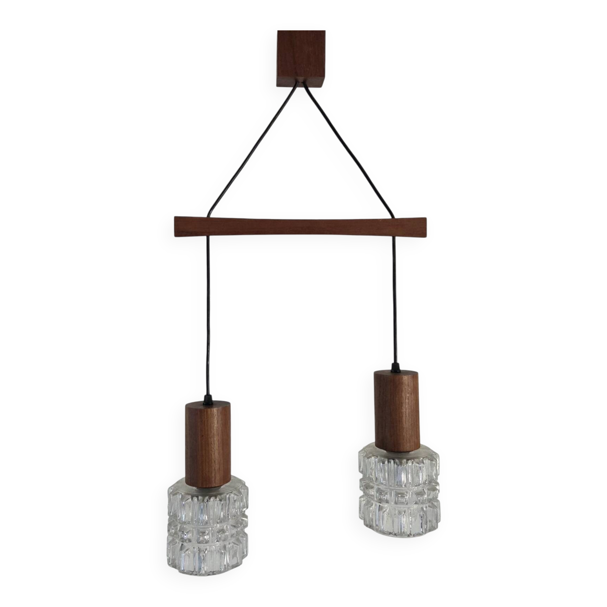 Scandinavian suspension in teak and glass