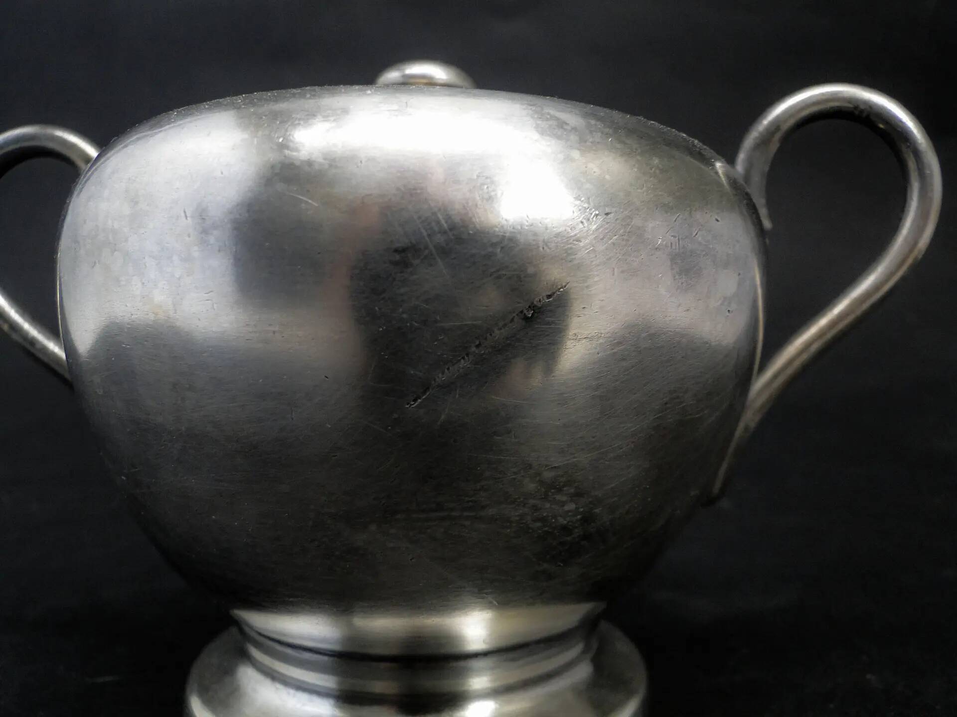 Sucrier Art Déco, en laiton argenté, Pologne, années 1950
