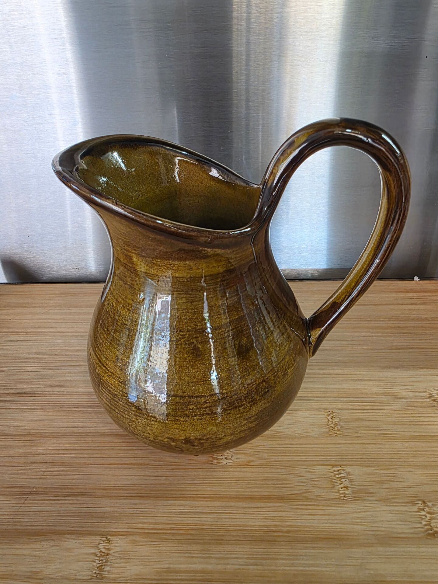 Jug / Pitcher in Saint-Clément earthenware with amber & honey glaze vintage