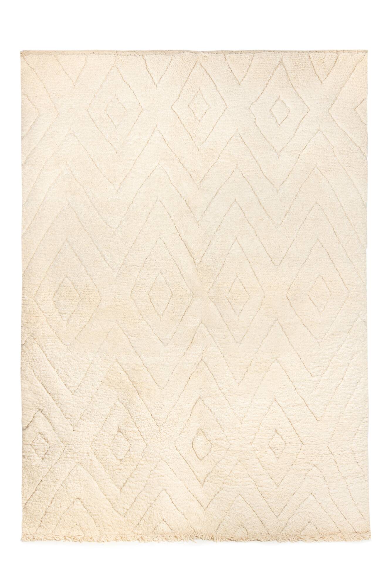 Beni ourain ecru Berber rug with diamond patterns 291 x 203 cm