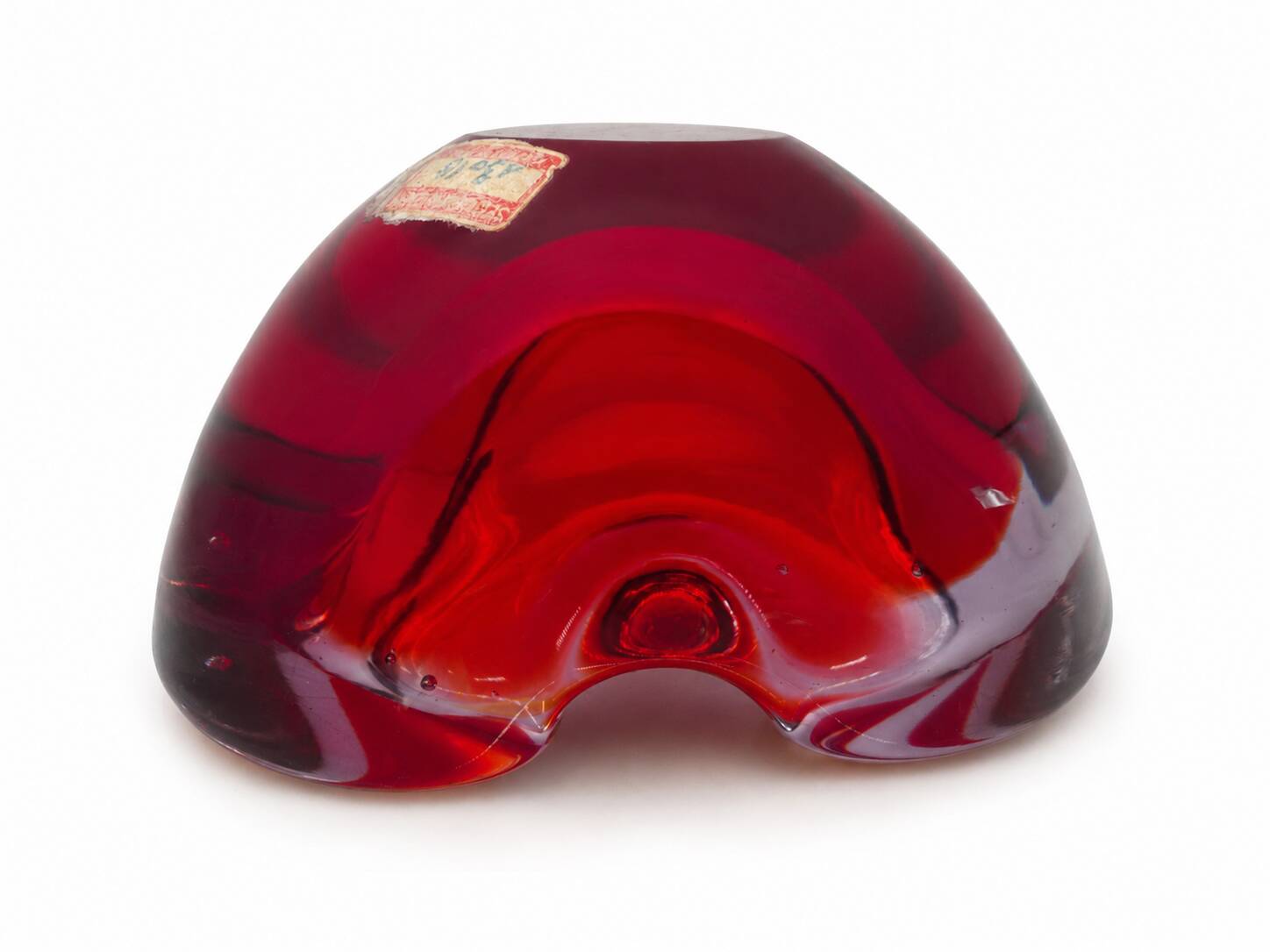 Red Sommerso Murano glass ashtray and pocket tray Seguso Murano 1960