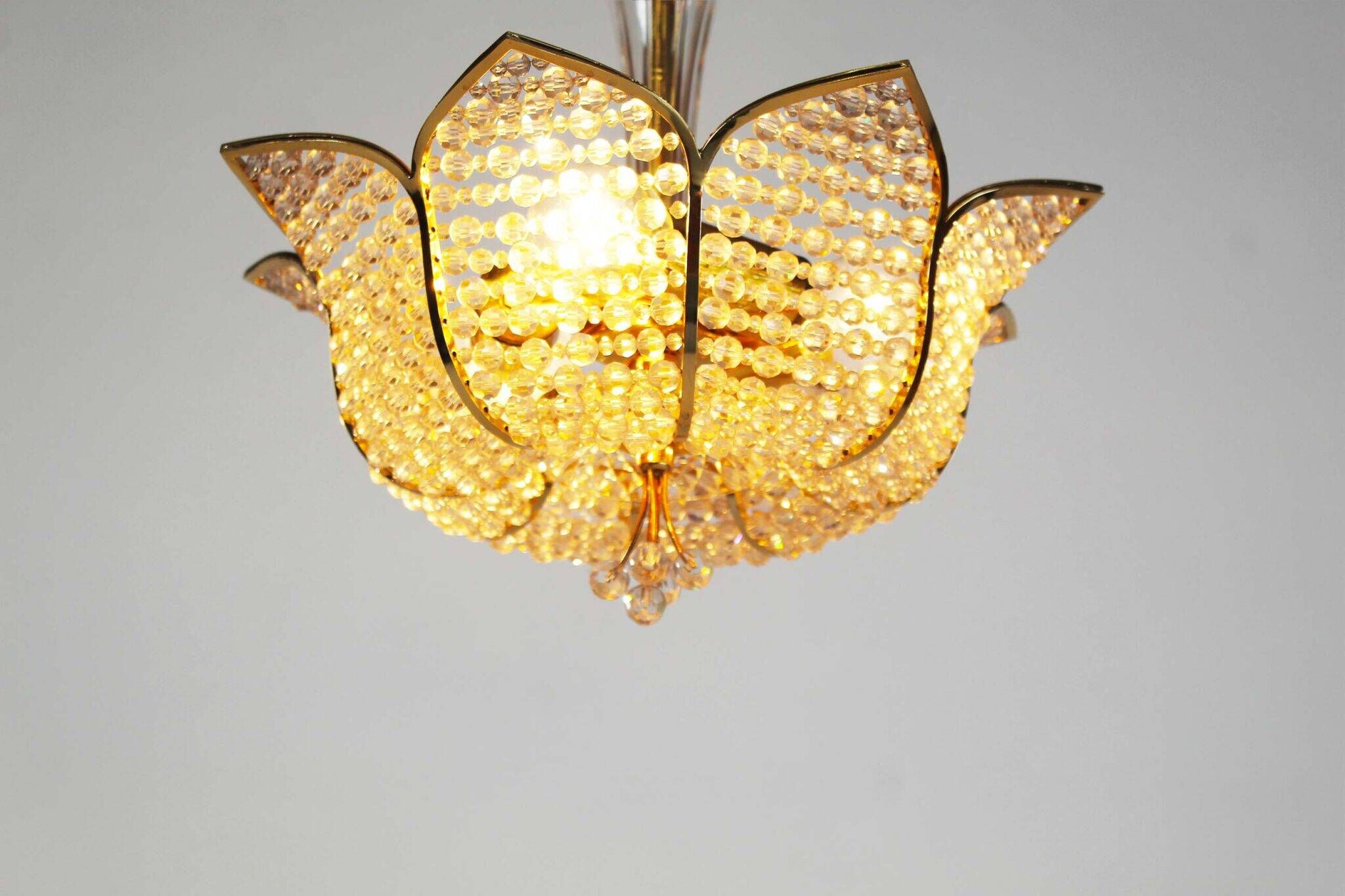 Medium sized crystal glass ‘Tole’ chandelier light by Palwa, Germany 1970’s