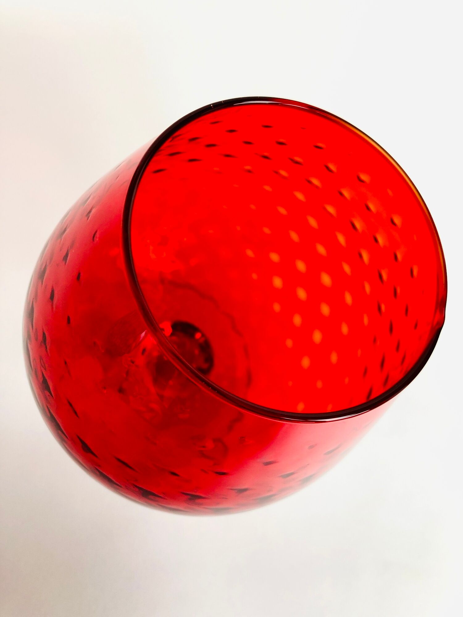 Red textured glass vase from the 60s 70s, Italy, Empoli