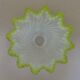 Old BRONZE GOOSENECK wall lamp with wavy yellow green OPALINE lampshade