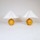 Sculptural modern table lamps from the mid-century in solid pine, Sweden, 1970s.