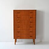 1950s Scandinavian Teak Chest of Six Drawers