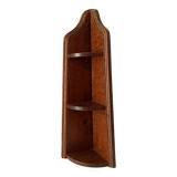 Vintage corner wall shelf in solid oak