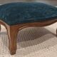 Louis XV footrest – duck blue velvet – fully reupholstered