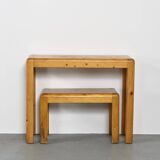 Solid pine console desk, Courchevel circa 1970