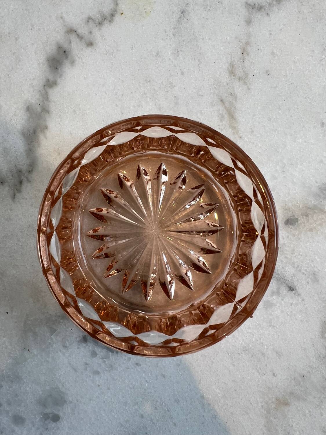 Small pink glass bowl