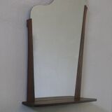 Danish teak wall mirror with shelf, 1960s