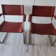 B34 armchairs, cognac leather and gilding