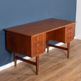 Retro danish 1960s mid century two sided desk with bookcase