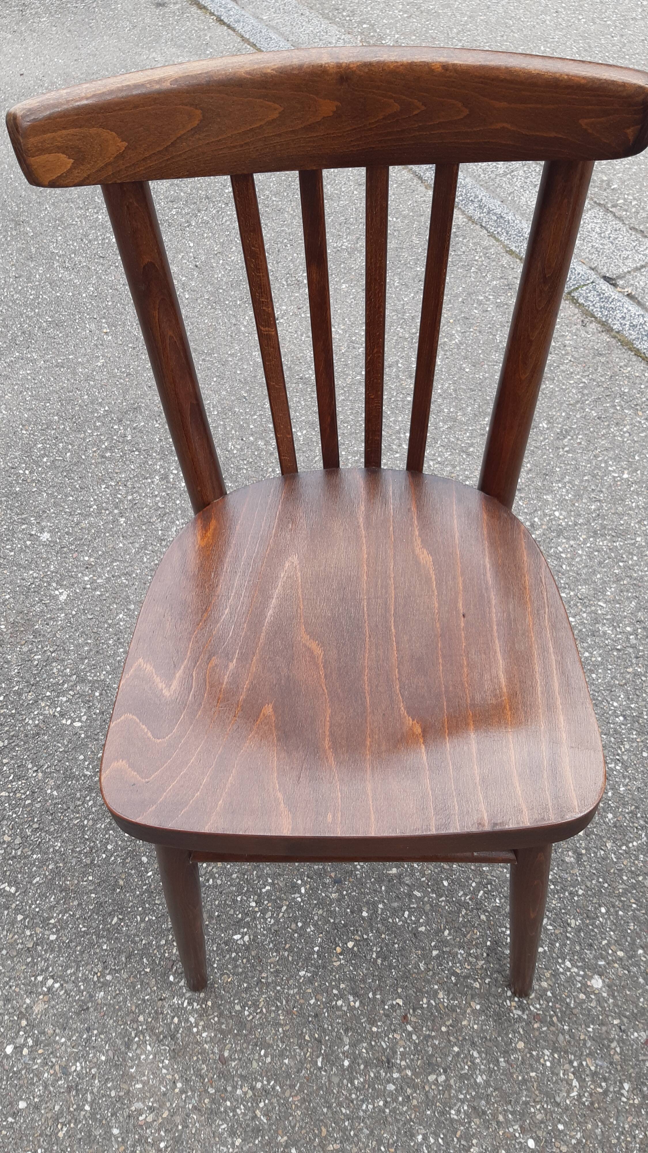 Curved wood bistro chairs edition Ton 1960