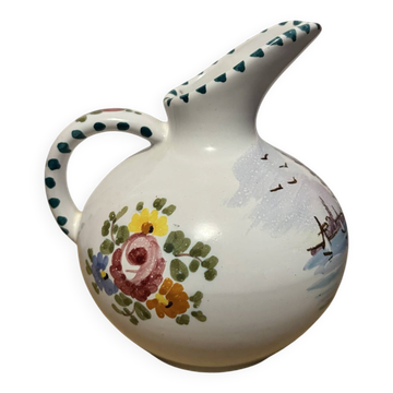 Ceramic pitcher Guerrieri Murano hand-painted Italy 1950s