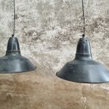Set old enamel lamps factory lamps blue black